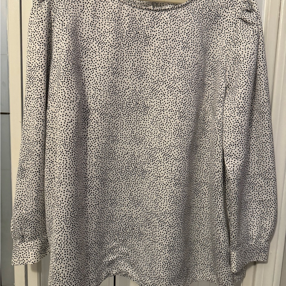 LOFT Black and White Polka Dot Blouse